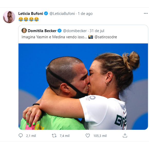 Letícia Bufoni acha graça de post zoando Yasmin Brunet e Gabriel Medina