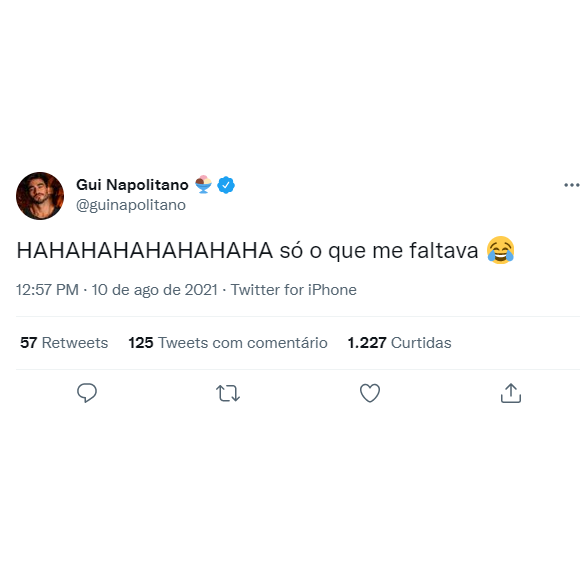 Guilherme posta risada no Twitter após confirmação do término de Gabi Martins e Tierry