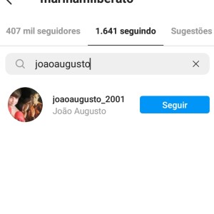 Filha de Gugu, Marina segue uma outra conta de Instagram do irmão, que só possui uma postagem, de 2013.