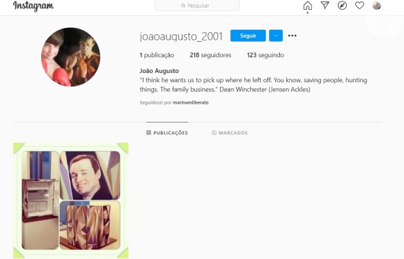 Conta de Instagram do filho de Gugu Liberato com uma única postagem, de 2013