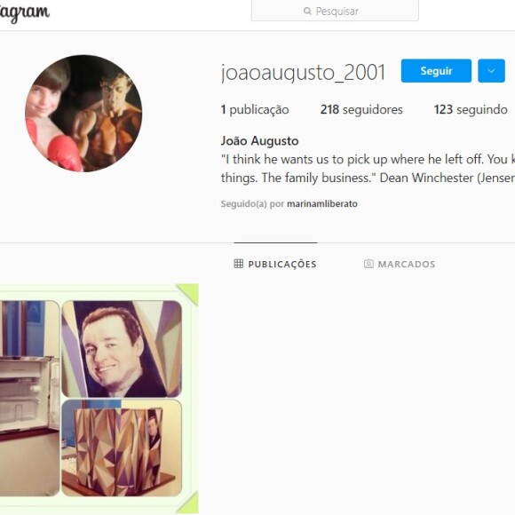 Conta de Instagram do filho de Gugu Liberato com uma única postagem, de 2013