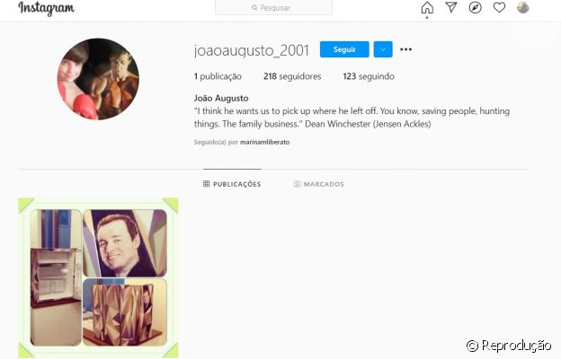 Conta de Instagram do filho de Gugu Liberato com uma única postagem, de 2013
