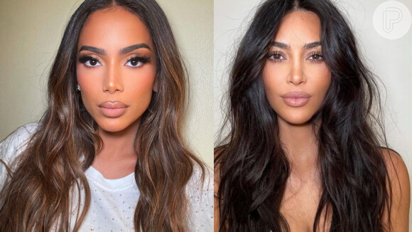 Anitta é comparada com Kim Kardashian na web após aparecer em sequência de fotos com maquiagem parecida com a da influenciadora