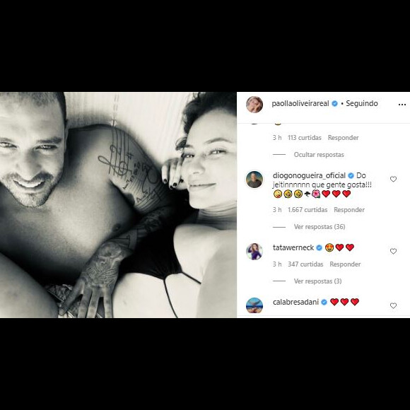 Paolla Oliveira posa 'entrelaçada' a Diogo Nogueira em foto