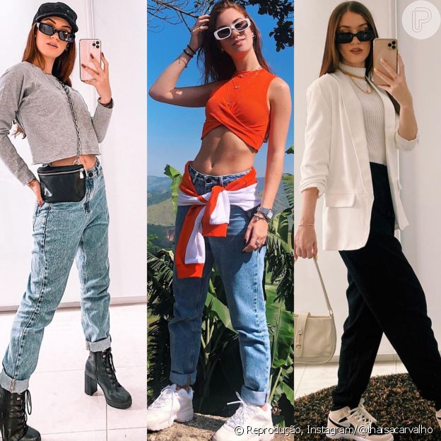 Jeans com modelagem soltinha é queridinho de Thaisa Carvalho, namorada de Fiuk