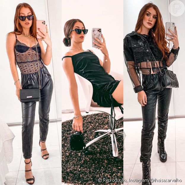 Thaisa Carvalho não esconde sua preferência pelos looks pretos