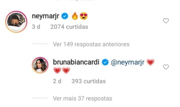 Bruna Biancardi popsa de calcinha e sutiã, e Neymar comenta