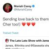 Mariah Carey enviou mensagem para carinhosa para Anitta, a rapper Saweetie e o apresentador James Corden