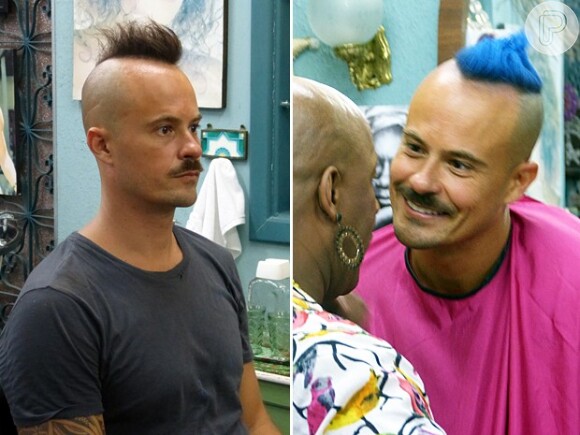 Paulinho Vilhena pinta cabelo de azul para personagem de 'Império'. Confira o antes e o depois do ator