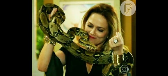 No começo de 'Em Família', Viviane venceu o medo para contracenar com a cobra, que na novela era chamada de Serafina, mas depois, a atriz desistiu de gravar com o réptil