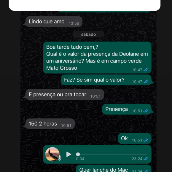 Irmã de Deolane Bezerra vaza cachê da doutora na web