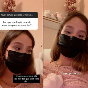 Biah Rodrigues passa a usar máscara para amamentar filha recém-nascida e confunde web