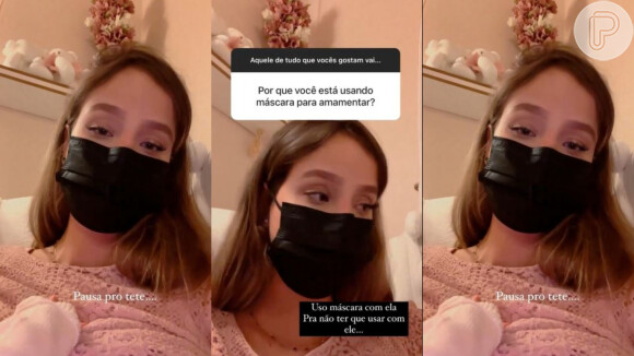 Biah Rodrigues passa a usar máscara para amamentar filha recém-nascida e confunde web