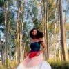 Vestido longo com color block: Aline Dias apostou na trend para dia ensolarado