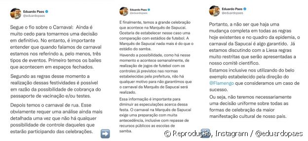 Carnaval 2022 no Rio: Eduardo Paes posta esclarecimento sobre folia e garante Sapucaí