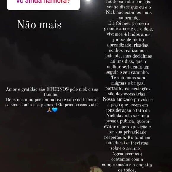 Maisa Silva também comunicou o término pelo Instagram