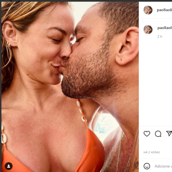 Paolla Oliveira e Diogo Nogueira se beijam em registro publicado pela atriz