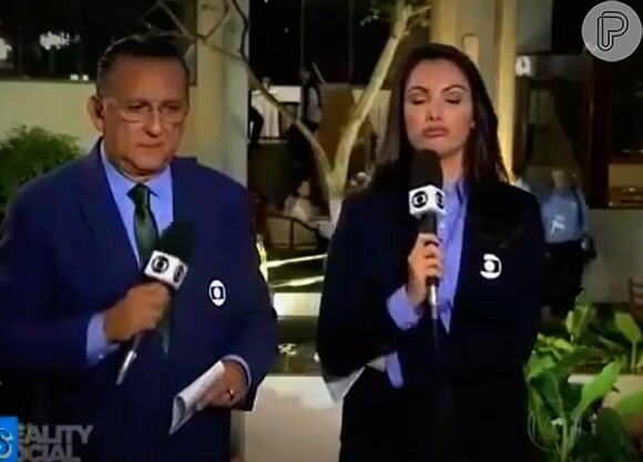 Patricia Poeta apareceu ao lado de Galvão Bueno enquanto aquecia a voz 'antes' de entrar ao vivo no 'Jornal Nacional'