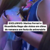 Marina Ferrari protagonizou cenas de bastante intimidade com o rapaz. Eles chegaram a ser vistos abraçados durante a festa