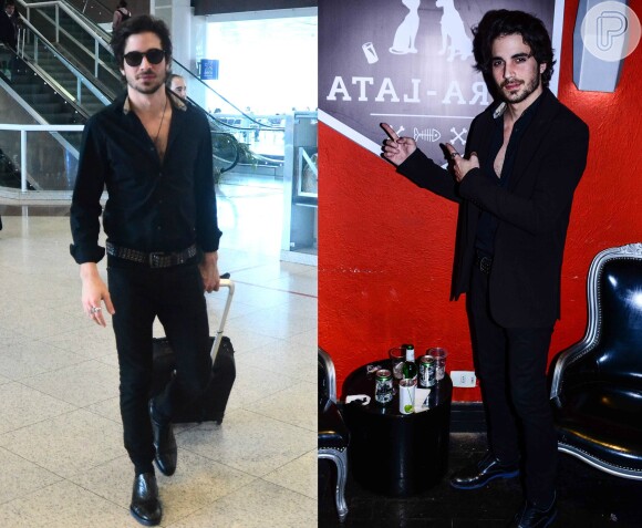 Fiuk desembarca no aeroporto Santos Dumont, em São Paulo, nesta quinta-feira, 4 de dezembro de 2014, com o mesmo visual que usou para cantar num show beneficente em São Paulo