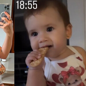 Na semana retrasada, Virgínia Fonseca deu biscoito de maisena para a filha Maria Alice, de 8 meses, comer