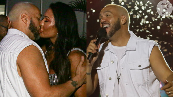 Gracyanne Barbosa se divertiu em show de Belo e trocou beijos com o marido