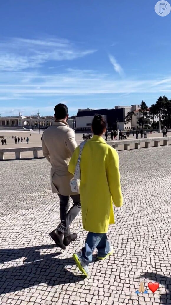 Gusttavo Lima e Andressa Suita em passeio ao Santuário de Fátima