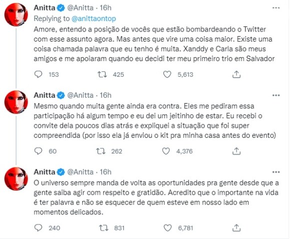 Anitta revelou o motivo por trás da escolha