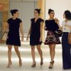 Juliana Paes bate-papo com grupo de amigas em shopping no Rio após jantar