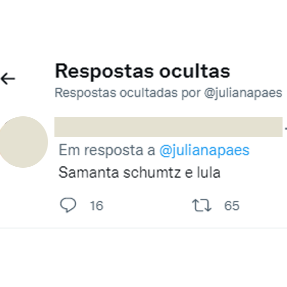 Juliana Paes oculta menção a Lula e Samantha Schmütz