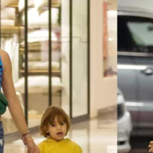 Isis Valverde escolheu um look casual para passeio com o filho, Rael, de 3 anos