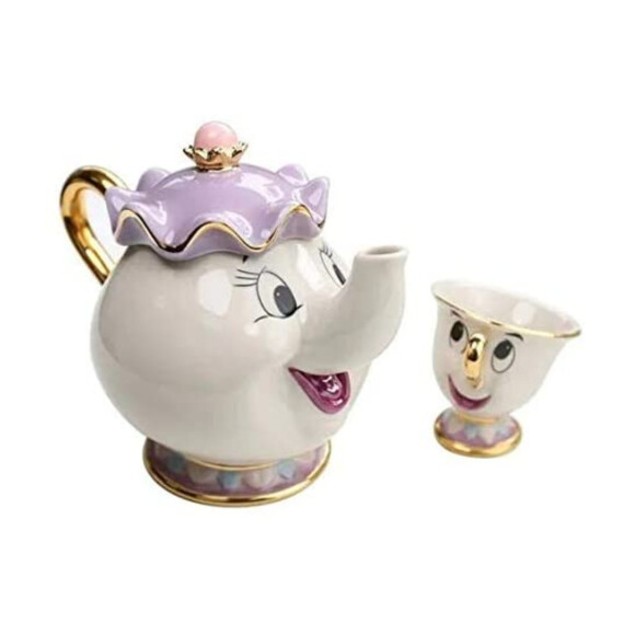 Que tal tomar um chá em um mood divertido? As fãs da Disney irão adorar conjunto de chaleira e xícara Bela e a Fera de Porcelana, da Urbanity
