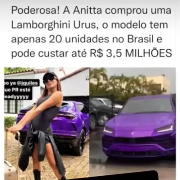 Melody provocou Anitta, marcando a cantora. 'Invejosa (risos). Brincadeira', escreveu