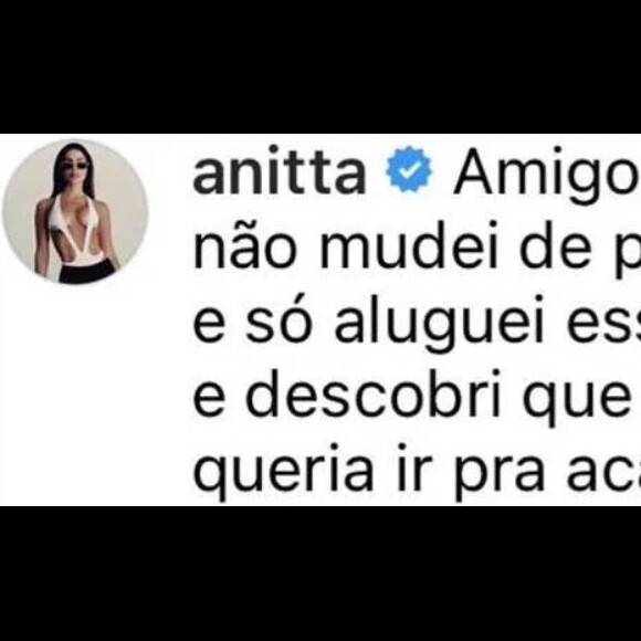 Anitta negou que comprou lamborguini roxa avaliada em R$ 3 milhões