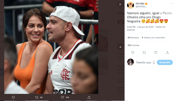 'Namore alguém que te olhe como a Paolla Oliveira olha para o Diogo Nogueira', dizia uma das publicações virais