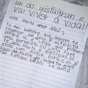 Filha de Cauã Reymond e Grazi Massafera escreveu carta para Mariana Goldfarb ao se deparar com críticas à madrasta nas redes sociais