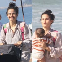 Kim e Tiê cresceram! Filhas gêmeas de Nanda Costa e Lan Lanh roubam a cena em praia com as mães