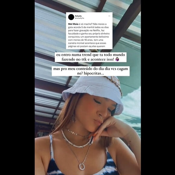 Mel Maia criticou quem está criticando ela por ter ficado com Arthur Picoli