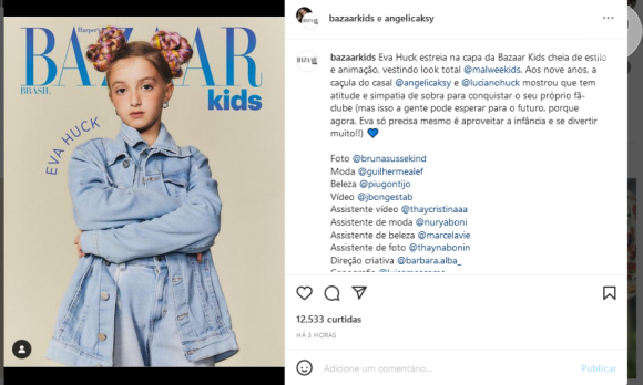 Eva Huck estampa a nova edição da Bazaar Kids