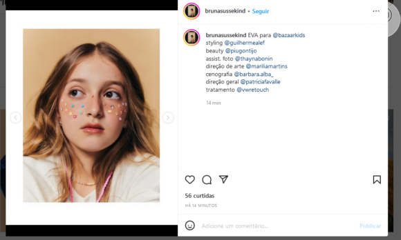 Angélica compartilhou diversos elogios feitos por internautas ao ensaio da filha, Eva: 'Tão linda'