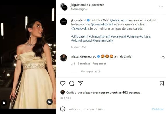 Alexandre Negrão elogia namorada, Elisa Zarzur, publicamente: 'A mais linda'