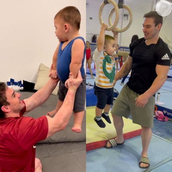 Filho de 1 ano de Arthur Zanetti choca com habilidade na ginástica e força física em treinos com pai