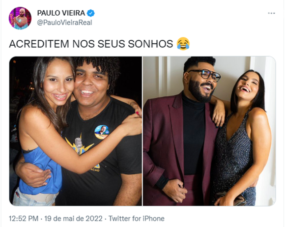 Paulo Vieira roubou a cena na web ao publicar um antes e depois com Ilana Sales