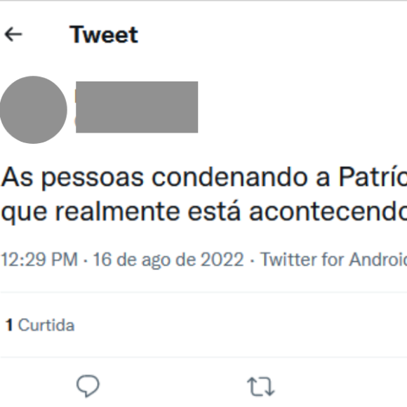 Patrícia Poeta: 'As pessoas condenando a Patrícia Poeta sem saber o que realmente está acontecendo por trás das câmeras', defendeu um internauta