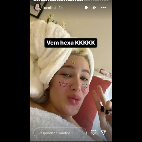 Karoline Lima também pediu pelo hexa em sua reação