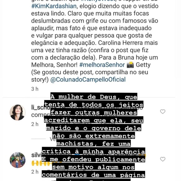 Bruna Marquezine afirmou que se sentiu ofendida pelo comentário de Michelle Bolsonaro
