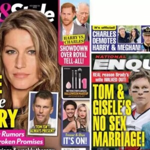 Separação de Gisele Bündchen e Tom Brady é tema de revistas e tabloides