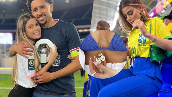 Copa do Mundo: Carol Cabrino, mulher de Marquinhos, usa amuleto da sorte em jogos do Brasil