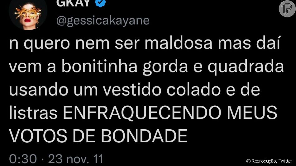 Gkay: ap&oacute;s pol&ecirc;micas no 'Melhores do Ano', Twitter da influenciadora sai do  ar por mensagens preconceituosas : - Purepeople