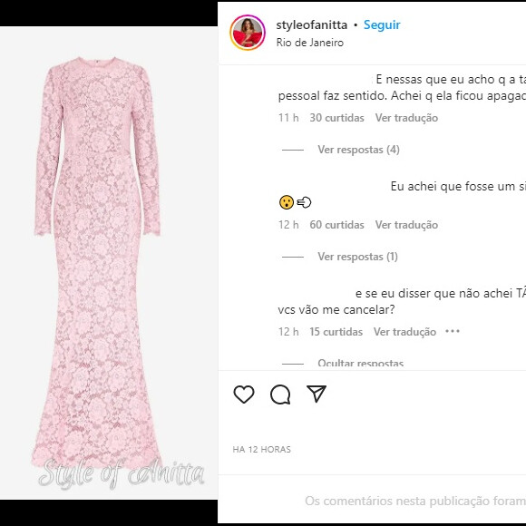 Look de Anitta foi criticado pelos seguidores